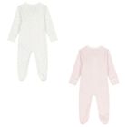 Baby Girls White & Pink Babygrows ( 2 Pack ), 4, hi-res