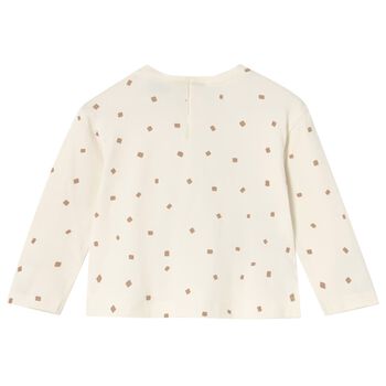Younger Girls Ivory Teddy Bear Long Sleeve Top