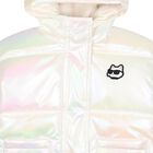 Younger Girls Ivory Iridescent Puffer Jacket, 1, hi-res