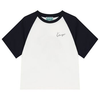 Boys Ivory Tiger Logo T-Shirt