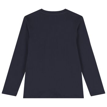 Boys Navy Blue Teddy Bear Long Sleeve Top