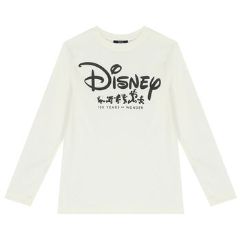 Ivory Disney Logo Long Sleeve Top