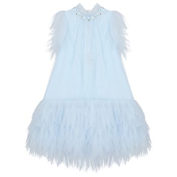 Girls Blue Sequin Tulle Dress