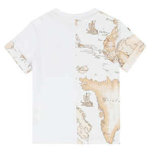 Younger Boys White & Beige T-Shirt
