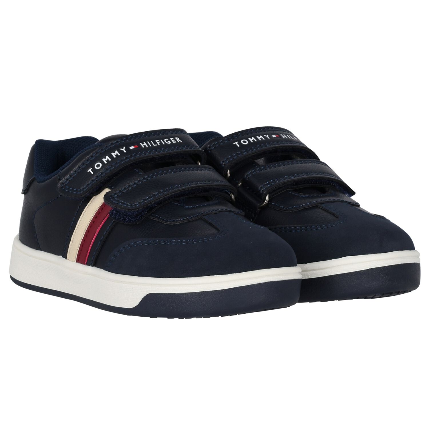 Boys Navy Blue Loggo Trainers, 1, hi-res