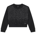 Girls Black Logo Rhinestone Sweatshirt, 1, hi-res