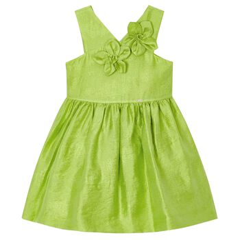 فستان بنات باللون الأخضر