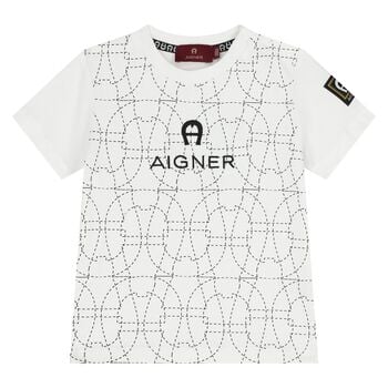 Younger Boys White Logo T-Shirt