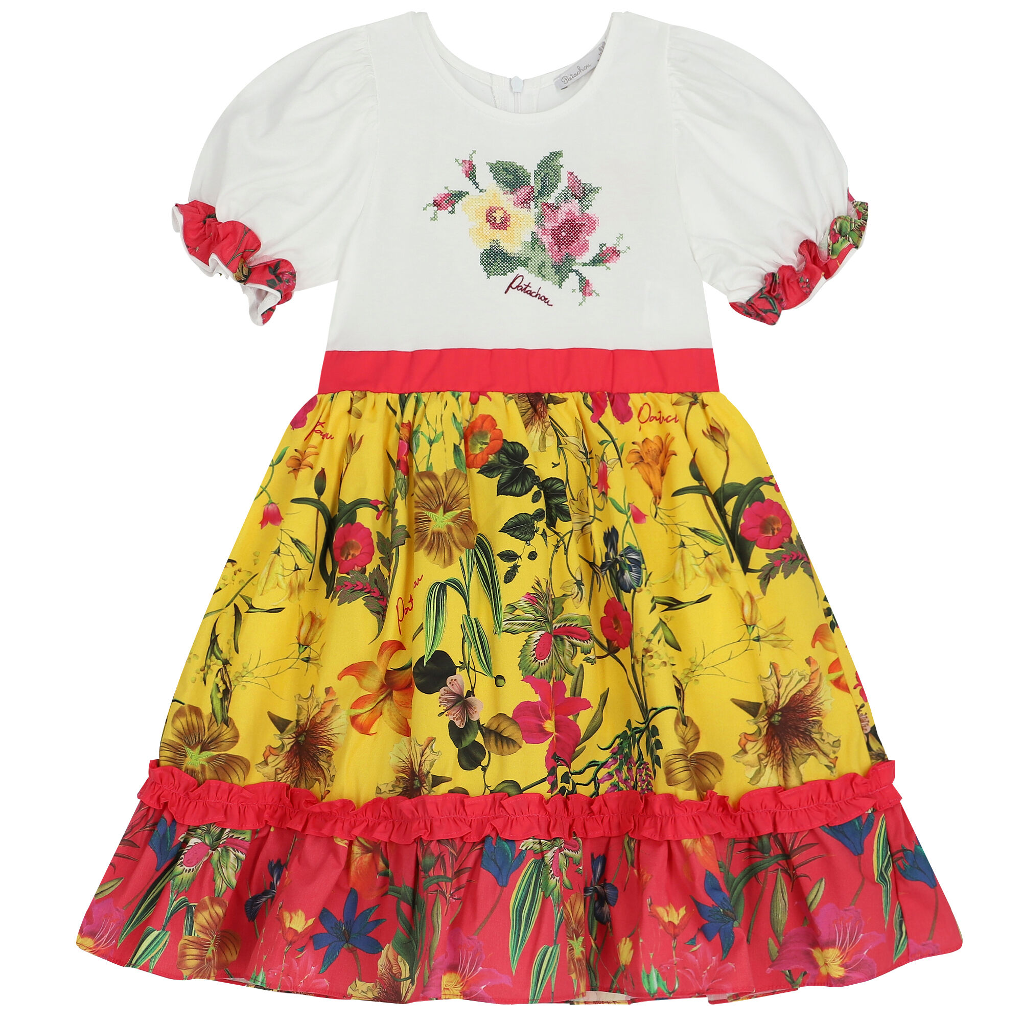 Patachou Girls White Yellow Floral Dress Junior Couture