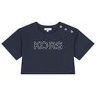 Girls Navy Blue Logo T-Shirt, 2, hi-res