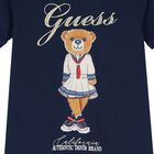 Girls Navy Blue Logo Teddy Bear Logo Dress, 2, hi-res