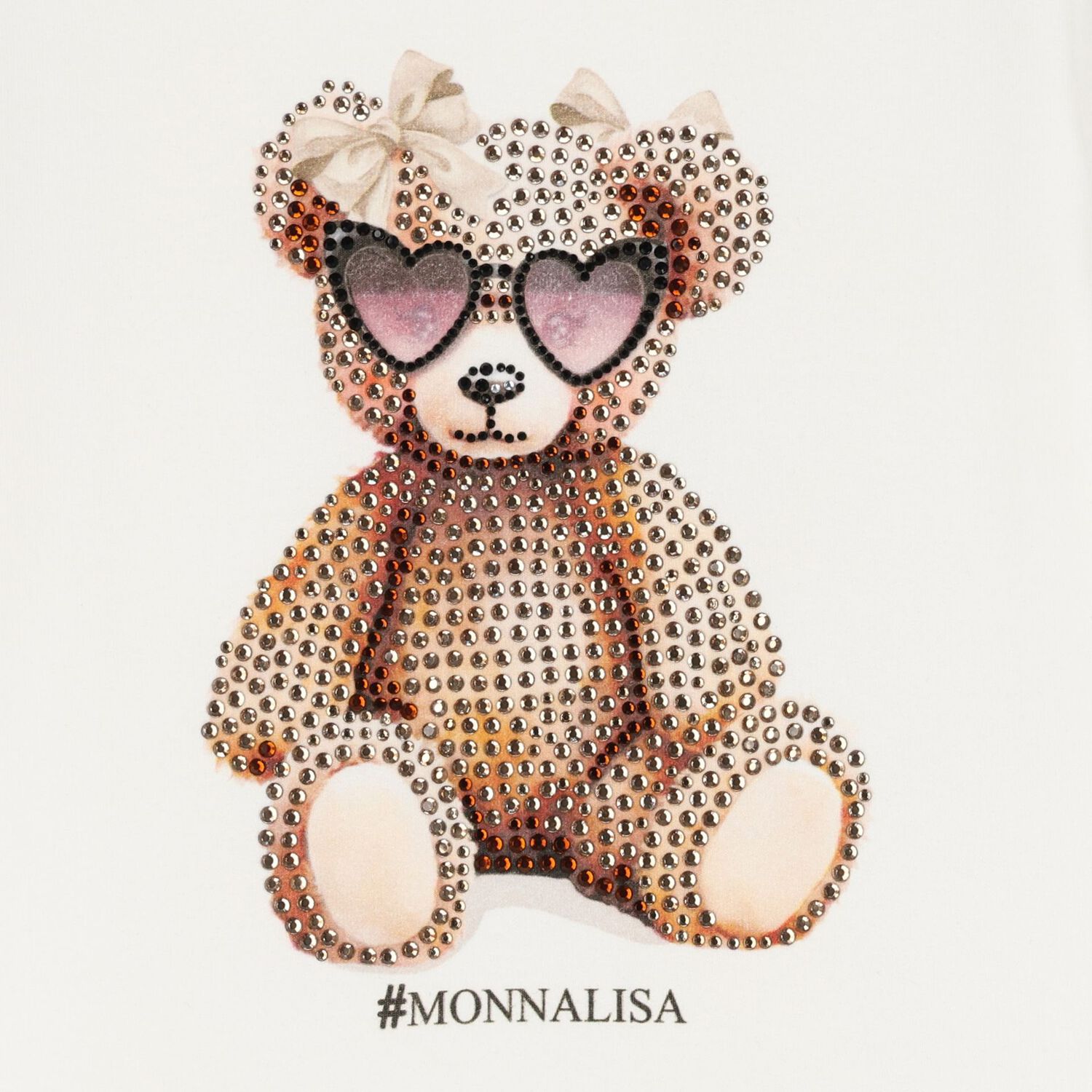 Girls Ivory & Beige Teddy Bear Dress, 1, hi-res image number null