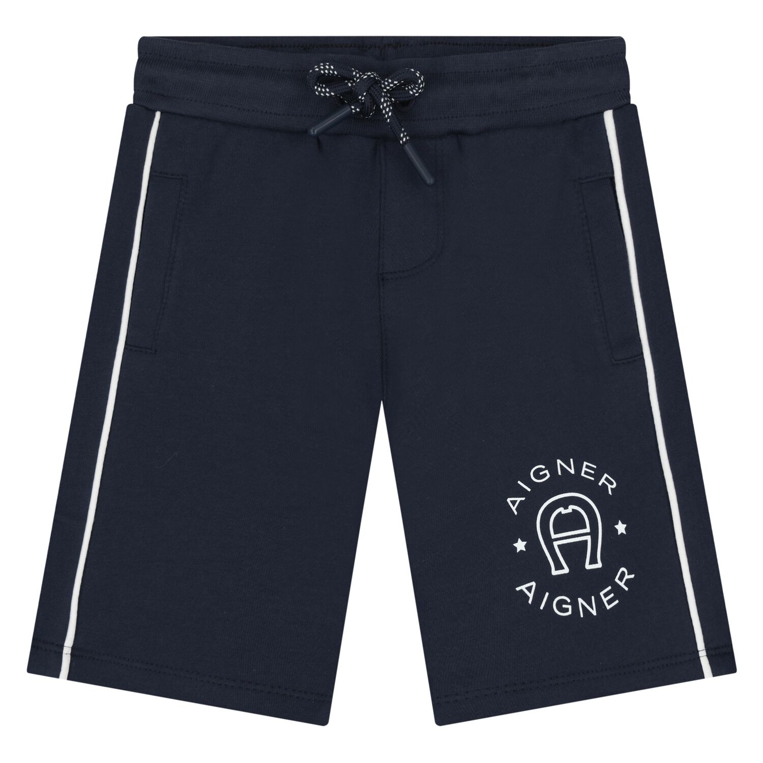 Younger Boys Navy Blue Logo Shorts, 2, hi-res