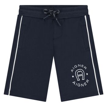 Younger Boys Navy Blue Logo Shorts