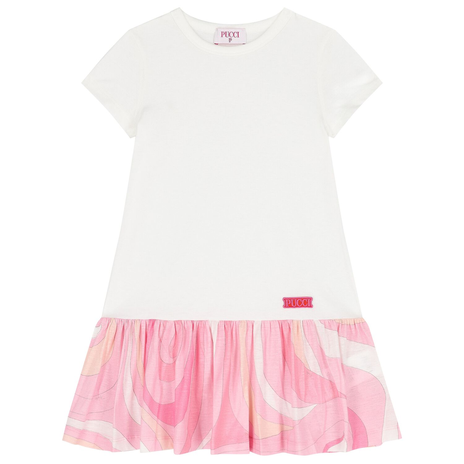 Girls White & Pink Iride Dress, 1, hi-res