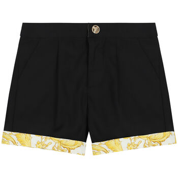 Younger Boys Black & Gold Barocco Shorts