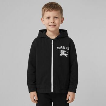 Boys Black EKD Logo Hooded Zip Up Top