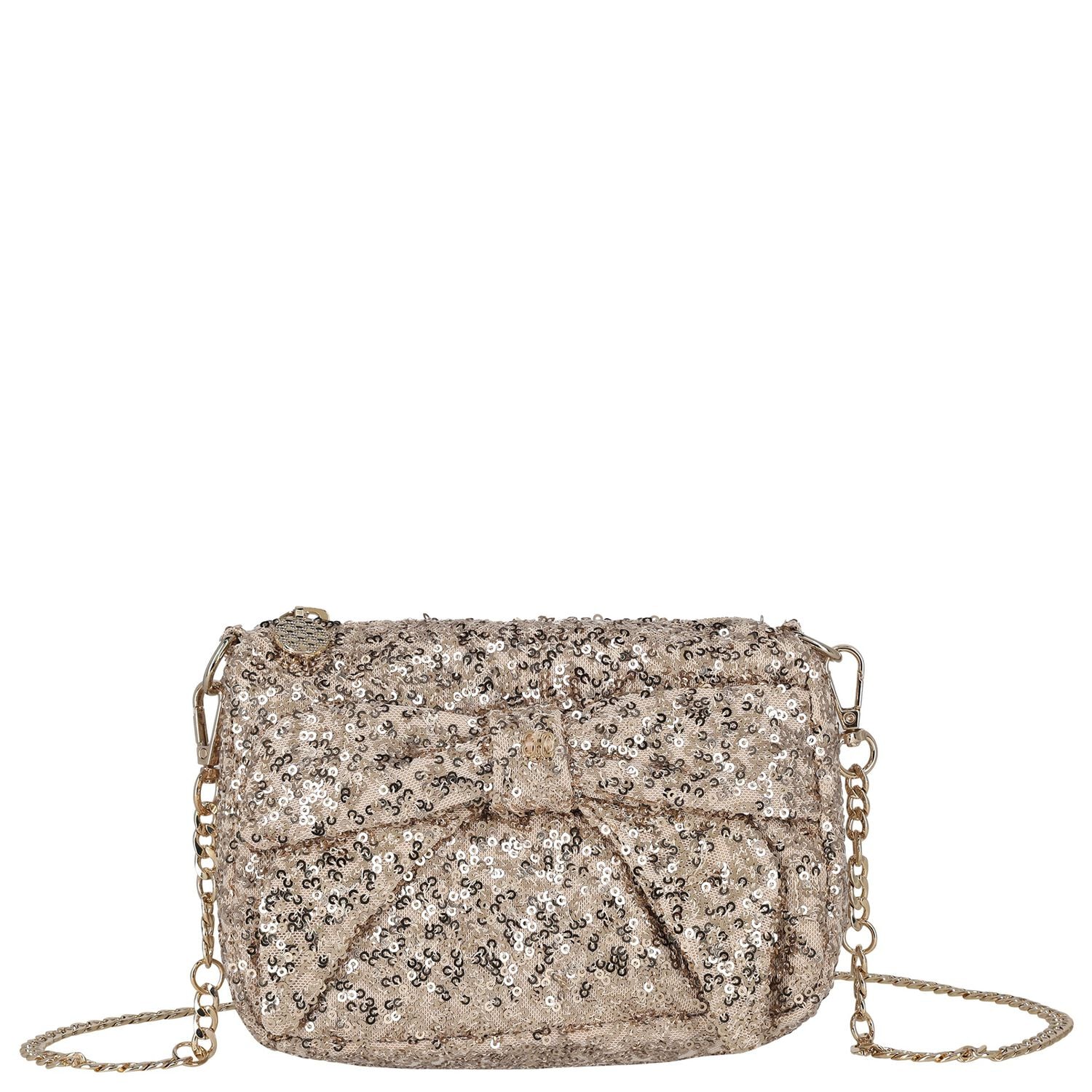 Girls Gold Sequin Bow Handbag ( 18cm ) , 2, hi-res