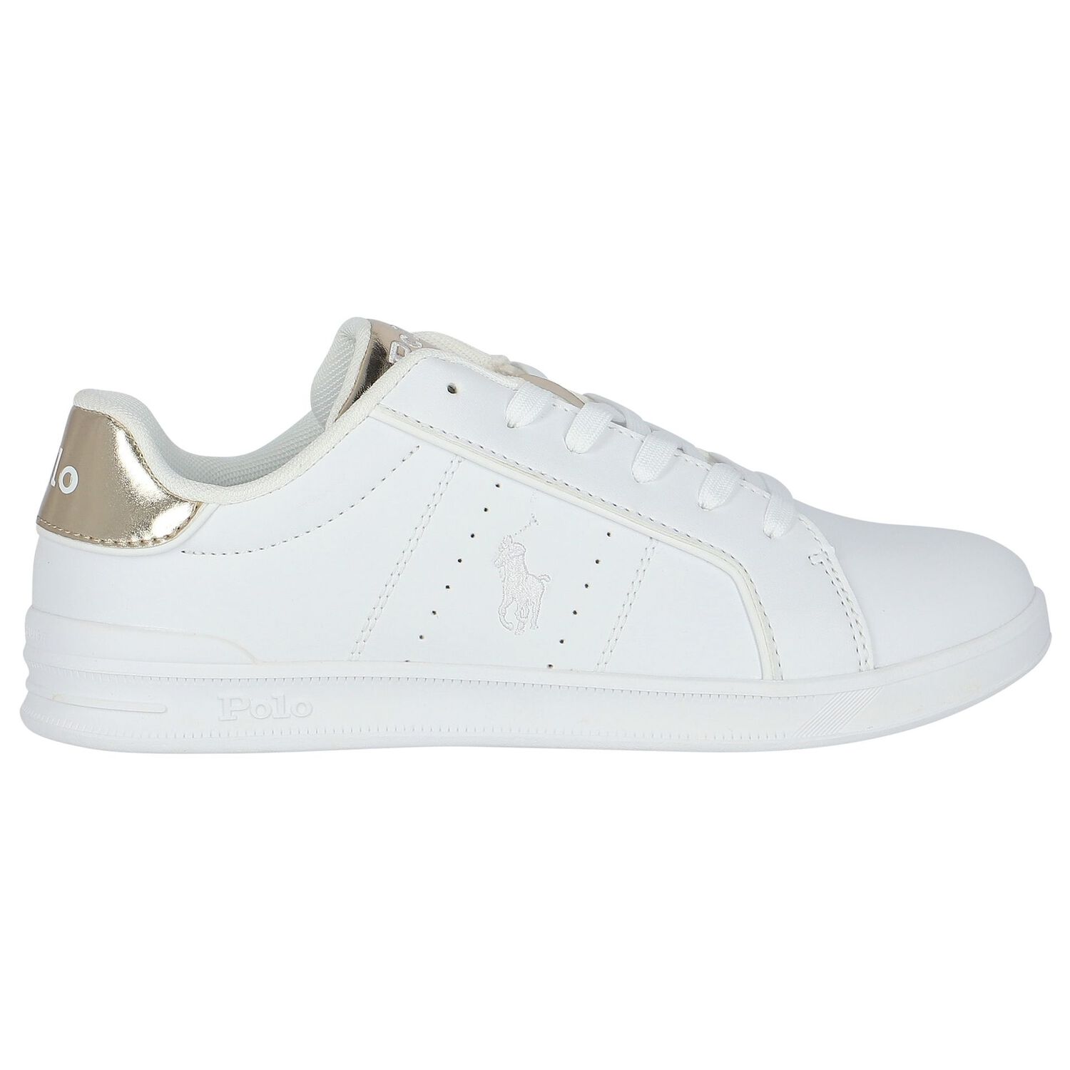 Girls White & Gold Logo Trainers, 1, hi-res image number null