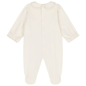 Baby Girls Ivory Logo Babygrow