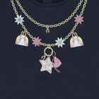Younger Girls Navy Blue Necklace Logo Dress , 1, hi-res