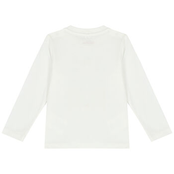 Younger Girls Ivory Logo Long Sleeve Top