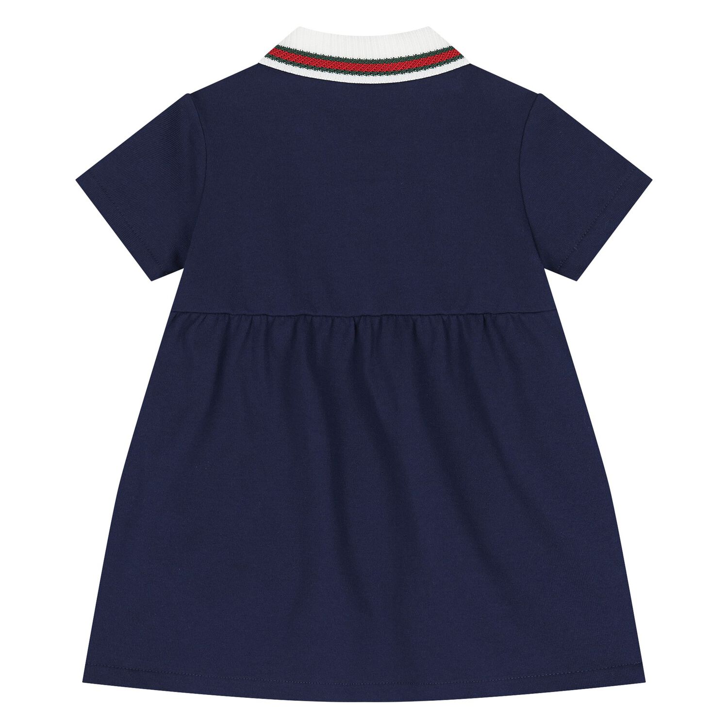 Younger Girls Navy Blue Web Striped Dress, 1, hi-res