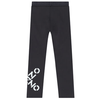 Girls Grey Logo Leggings
