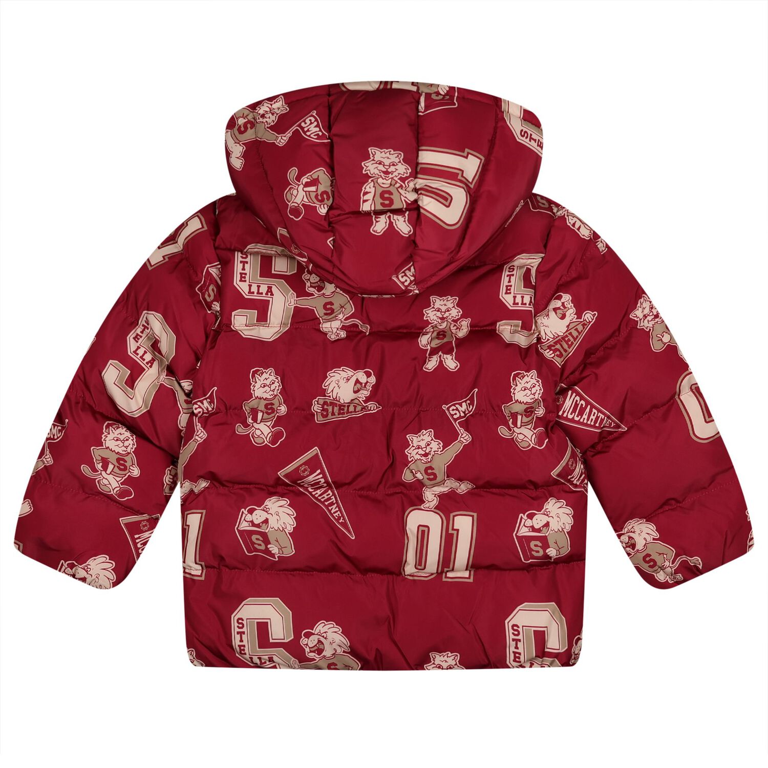 Boys Burgundy Lion & Tiger Puffer Jacket, 1, hi-res