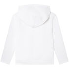 Boys White Logo Hooded Top, 1, hi-res