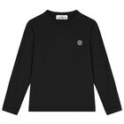 Boys Black Logo Long Sleeve Top, 2, hi-res