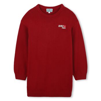Girls Burgundy Logo Jumper Dress