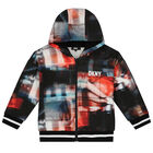 Boys Black, Red & Blue Logo Hooded Zip Up Top, 1, hi-res