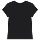 Girls Black Logo T-Shirt, 1, hi-res