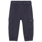 Younger Boys Navy Blue Cargo Joggers, 1, hi-res