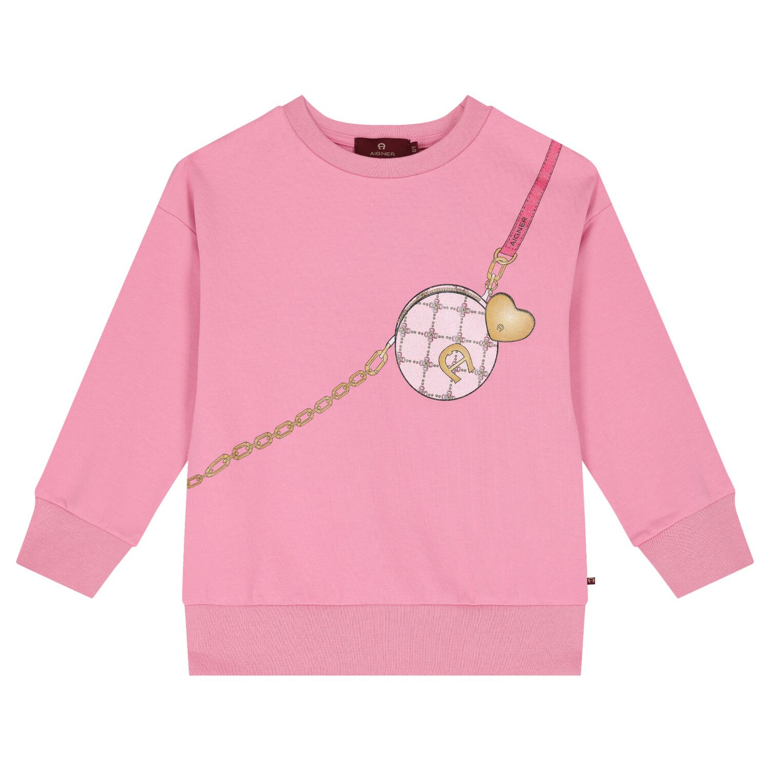Girls Pink Logo Bag Sweatshirt, 1, hi-res image number null