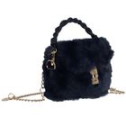 Girls Navy Blue Faux Fur Handbag, 2, hi-res