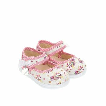 Girls White & Pink Floral Shoes