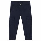 Boys Navy Cargo Trousers, 1, hi-res