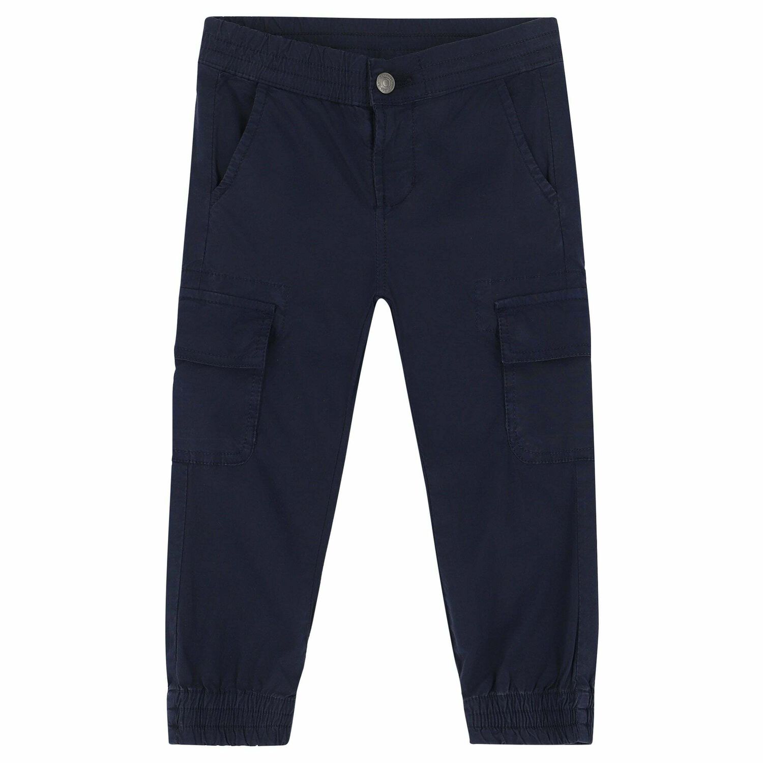 Boys Navy Cargo Trousers, 1, hi-res