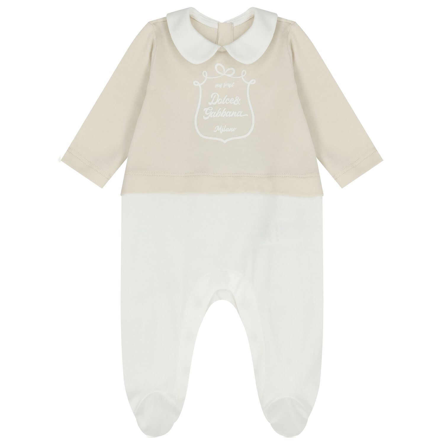 White & Beige Logo Babygrow Gift Set, 1, hi-res