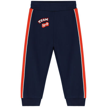 Younger Boys Navy & Orange Logo Joggers