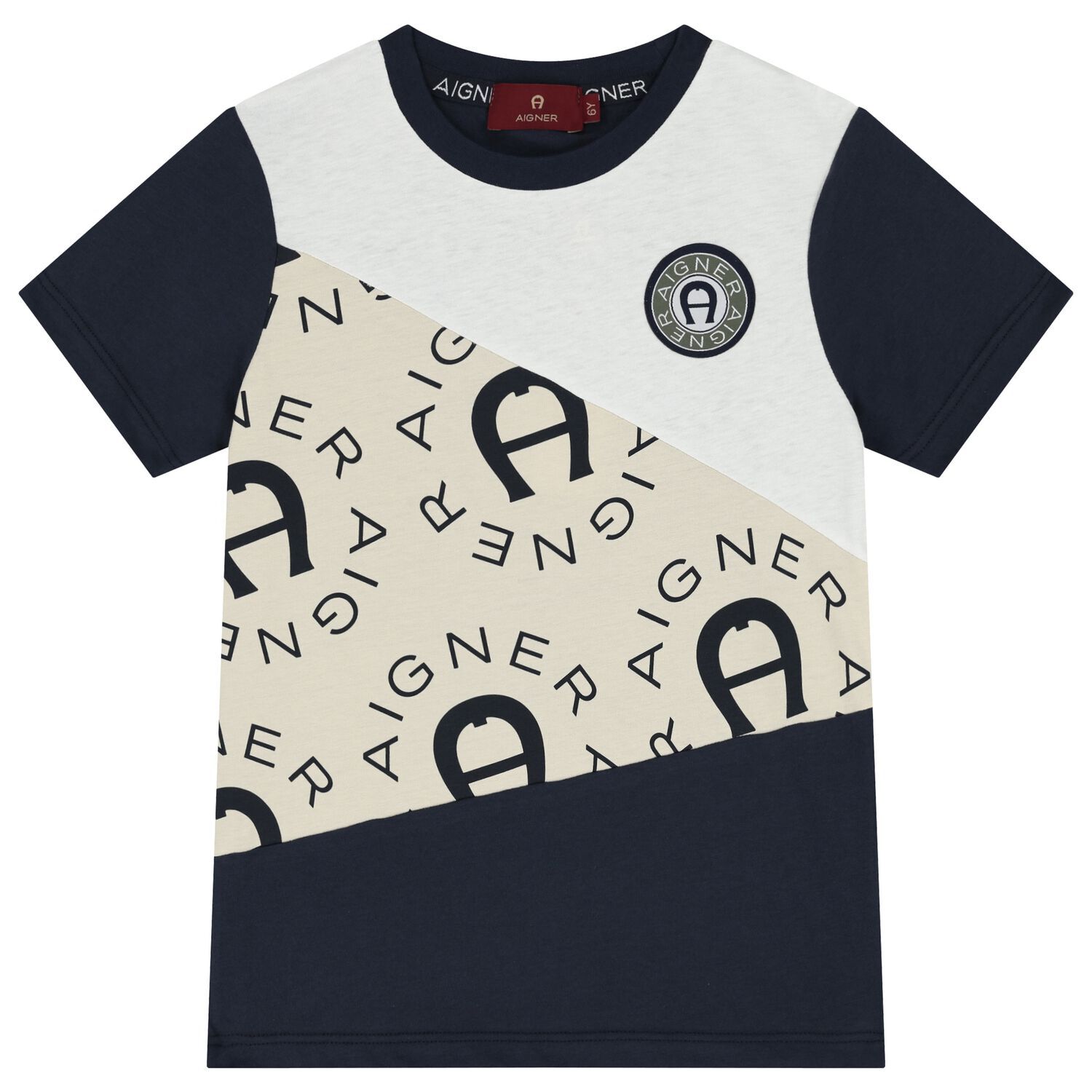 Boys Navy Blue & White Logo T-Shirt, 1, hi-res image number null