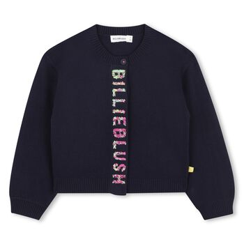 Girls Navy Blue Sequin Cardigan