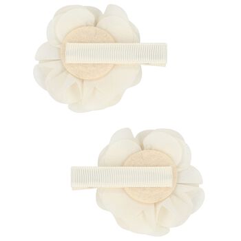 Girls Ivory Flower Hairclips ( 2 Pack )