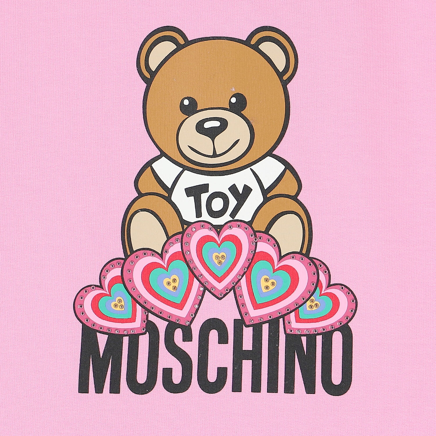 Younger Girls Pink Bear Logo Dress, 1, hi-res