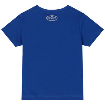 Younger Boys Blue, White & Red Logo T-Shirt