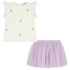 Younger Girls Ivory & Lilac Skirt Set, 2, hi-res