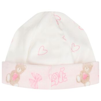 Baby Girls Ivory & Pink Bow Hat
