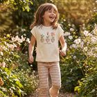 Girls Beige Flower Leggings Set, 1, hi-res